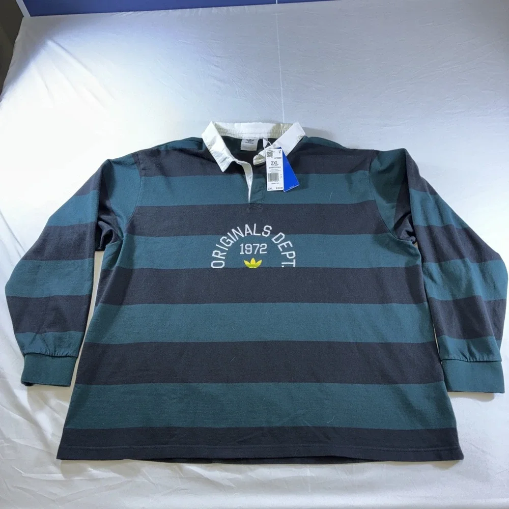 Adidas‎ Originals Striped Rugby Polo Athletic Dept Men's XXL New